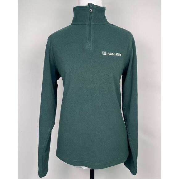 Lands’ End Unisex Youth Large Forest Green Fleece Quarter Zip Pullover 14–16 - Picture 2 of 10